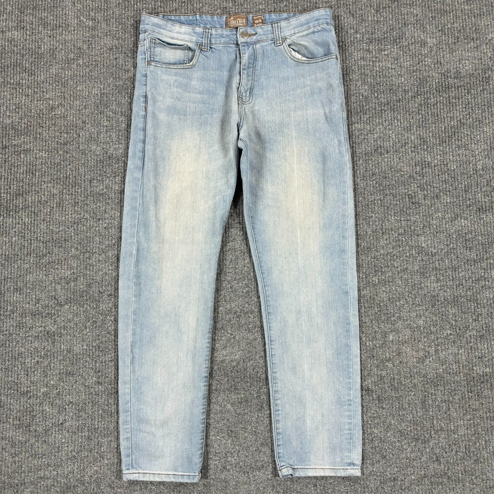 Stitches & Rivets Slim Fit Jeans Mens 34x30 Light Wash Straight Leg Denim